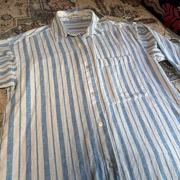 Abercrombie and Fitch Women's Linen Blend Casual Button Up Top Small Fall Boat - Picture 3 of 8